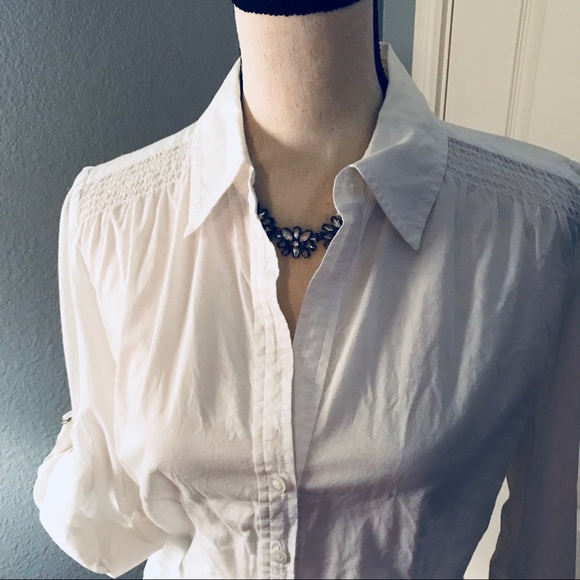 Ann Taylor Loft cotton shirt w/roll sleeves - L - Picture 1 of 6